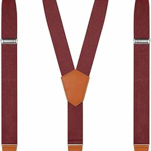 Burgundy Suspenders with Tan Accents Deobox Y-Back 47 Inches